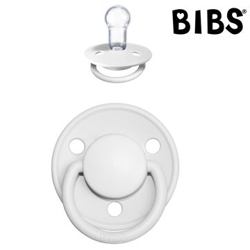 Bibs de Lux sutter med navn (White) Runde Silikone One Size